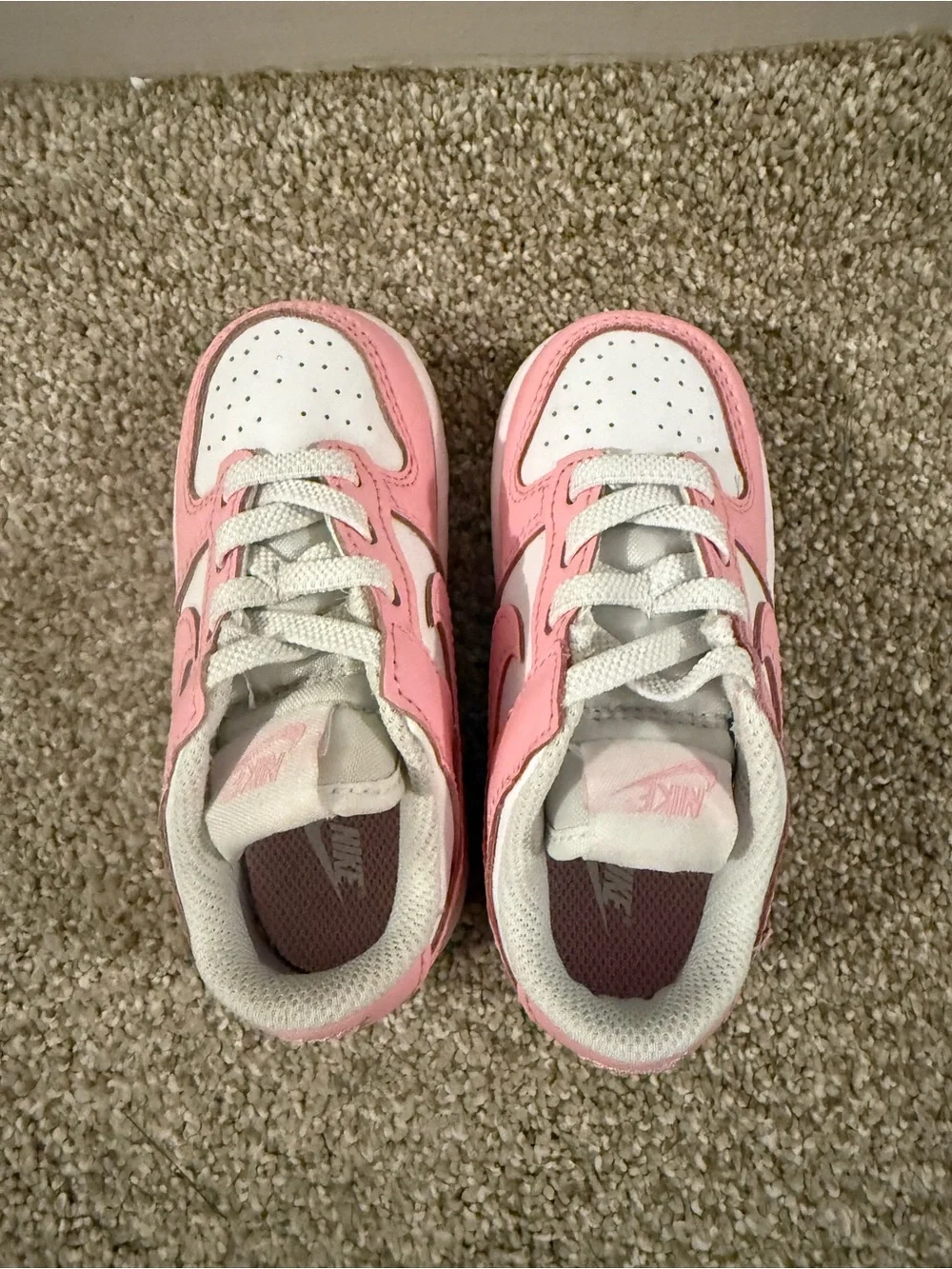 Nike Kids' Pink Dunks and White Low-Top Sneakers